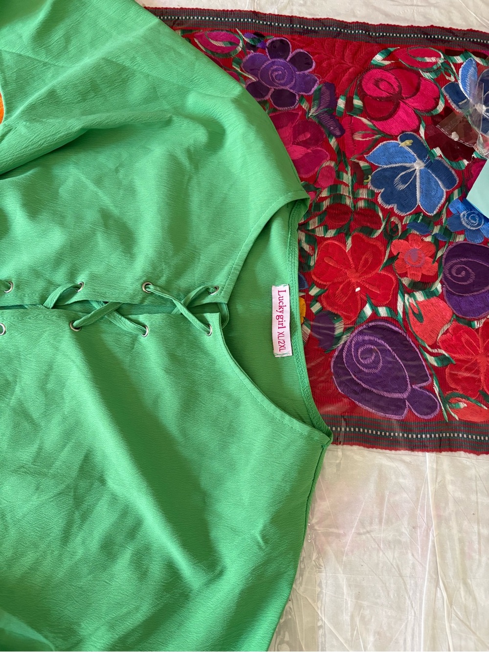 Lace-Up Bright Green Women's Top by
